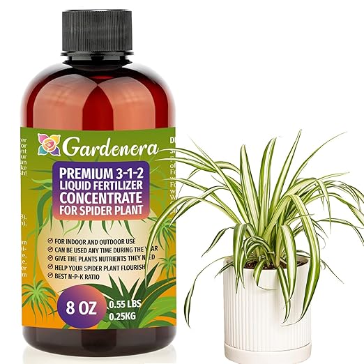 Premium Liquid Spider Plant Fertilizer - 3-1-2 Concentrate for Indoor Plants and Flowers by Gardenera | Organic Plant Food for Spider Plants - 8oz