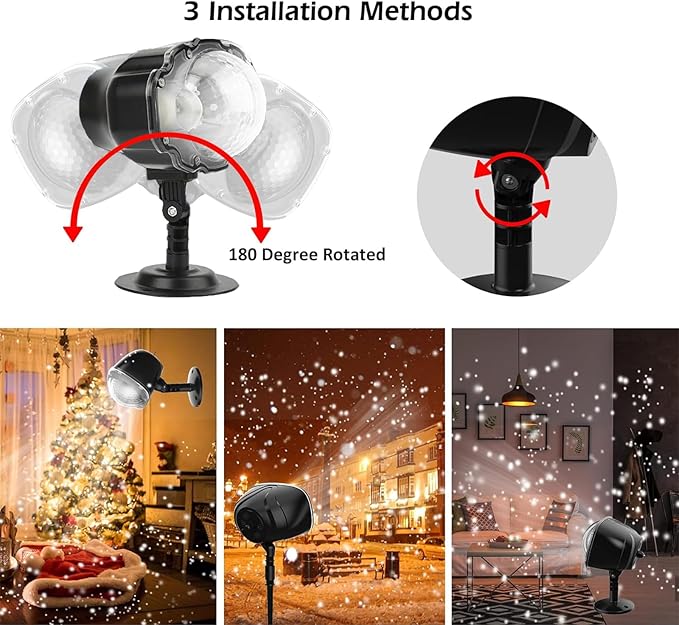 Christmas Snowfall Projector Light, Yokgrass LED Snow Projector Outdoor Holiday Lights IP65 Waterproof with Remote Control Dynamic Falling Snow Effect for Garden, Party, Halloween Landscape Decoration