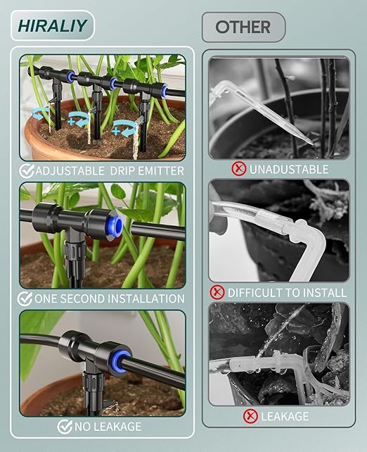 HIRALIY Automatic Watering System for Potted Plants, Smart Plant Watering Device Supporting Both 2.4GHz and 5GHz WiFi, Smart Drip Irrigation System Remote Control for Up to 15 Potted Plants