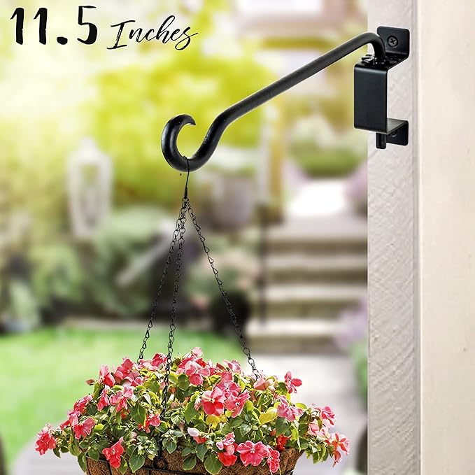 AJART Bird Feeder Hangers Outdoor: Swivel Hanging Plant Bracket for Indoor Wall Mount 12 Inch - 2 Pieces Hummingbird Feeder Hook for Flower Basket