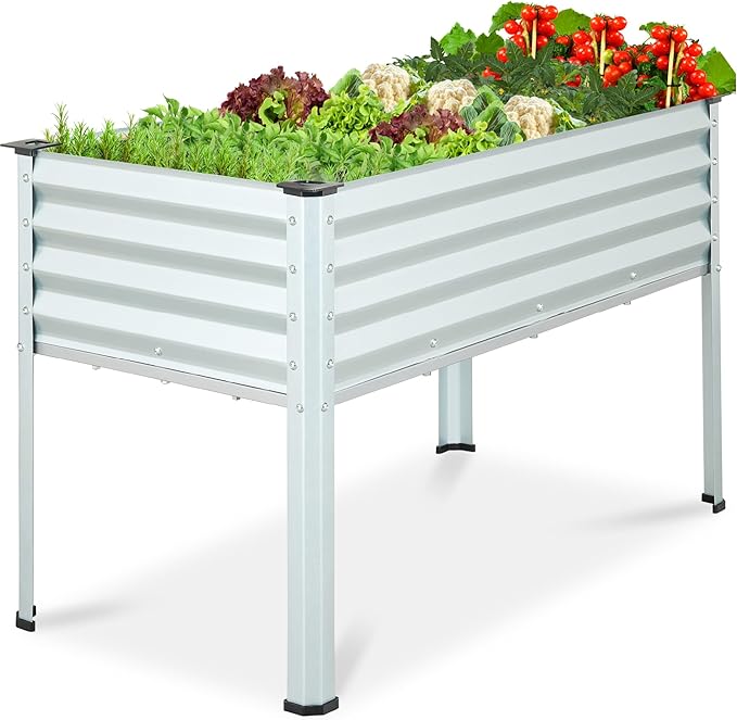 Best Choice Products 48x24x30in Galvanized Raised Garden Bed, Metal Elevated Planter Box, Vegetable Garden for Backyard, Patio, Balcony - Silver