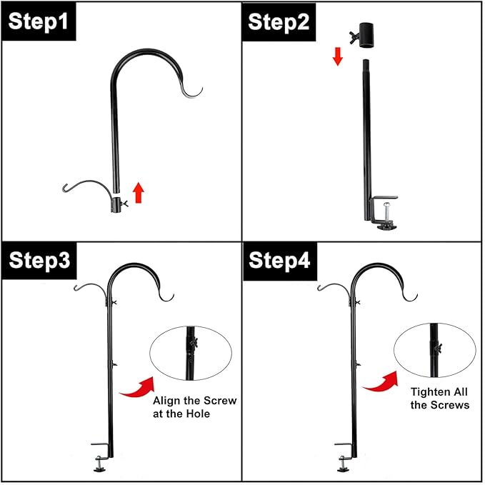 WOSIBO 3 Pack Three Span Deck Hook, 37 Inches Deck Bird Feeder Pole, Hanging Baskets Porch Multi-Hook for Deck Kit with Three Branches for Plant Hangers, Lanterns, Wind Chimes and More