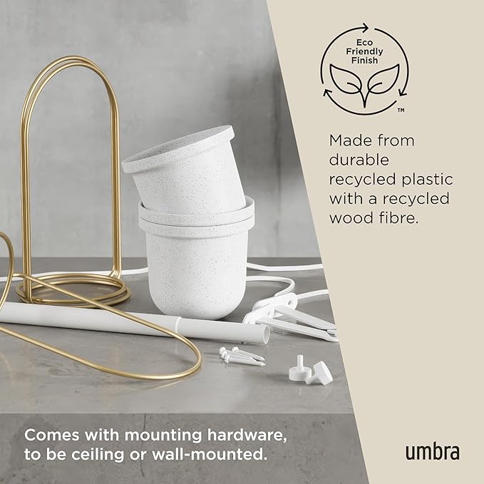 Umbra Triflora Hanging Planter for Window, Indoor Herb Garden, Set of 3, White/Brass