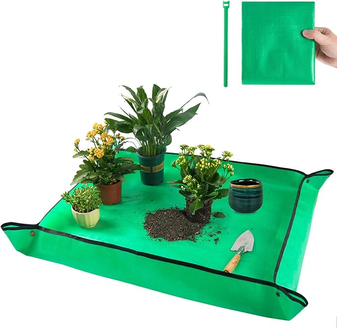 39.5" X 31.5" Large Repotting Mat for Indoor Plant Transplanting and Dirt Control - Portable Potting Tray for Gardening Lovers
