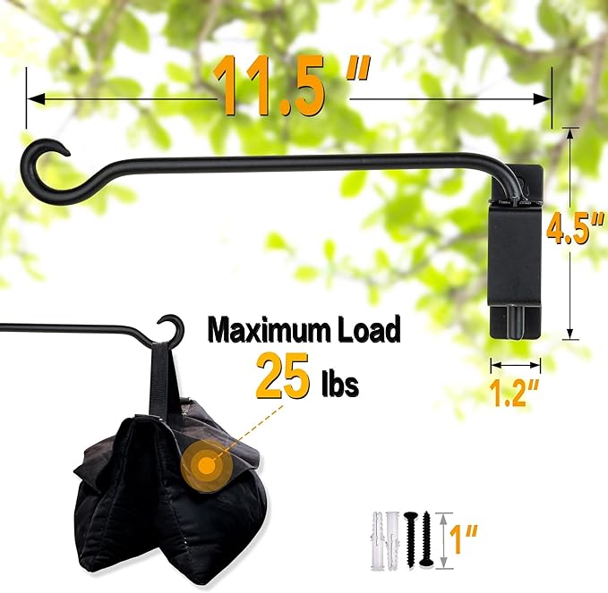 Qiang Ni Swivel Plant Hanger Bracket: Bird Feeder Hanger for Outdoor Wall Mount (12 - B, 12 Inch)
