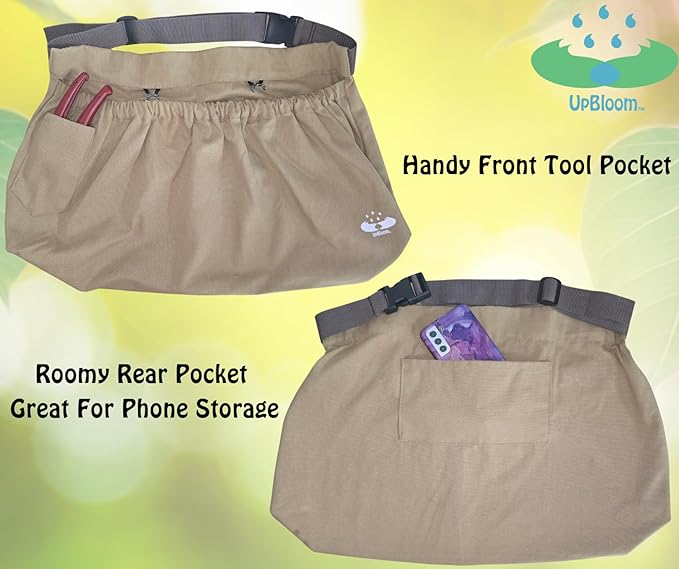 UpBloom Harvest & Weeding Waist Apron with Pockets | Berry Picker/Garden Apron/Foraging Bag for Harvest - Vegetables, Fruits