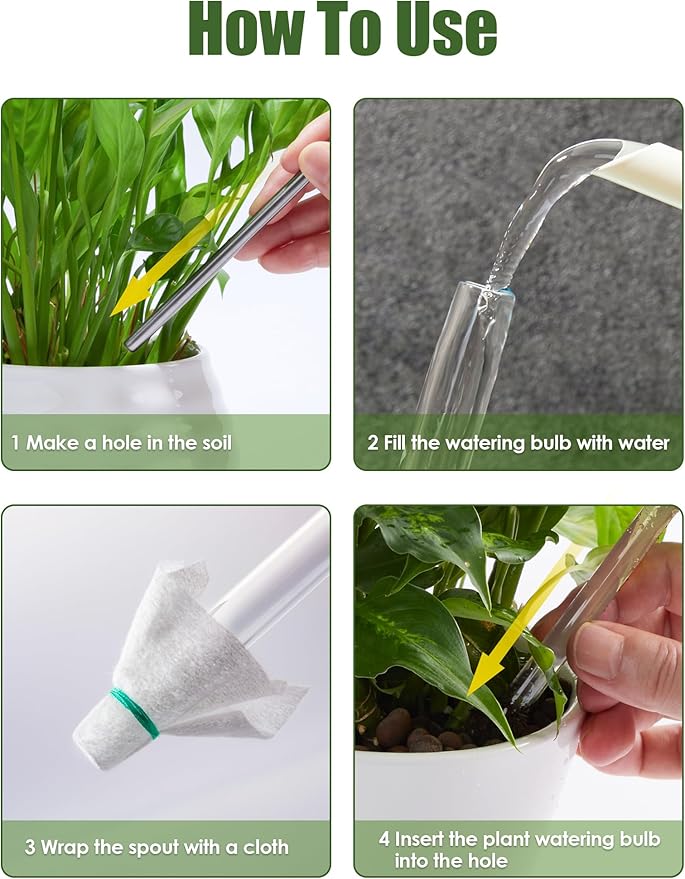 Tomorotec Iridescent Glass Self Watering Globes 6-Pack (3 Large+3 Small), Decorative Hand-Blown Rainbow Glass Watering Bulbs, Automatic Irrigation for Indoor & Outdoor Plants, Easy to Use and Maintain