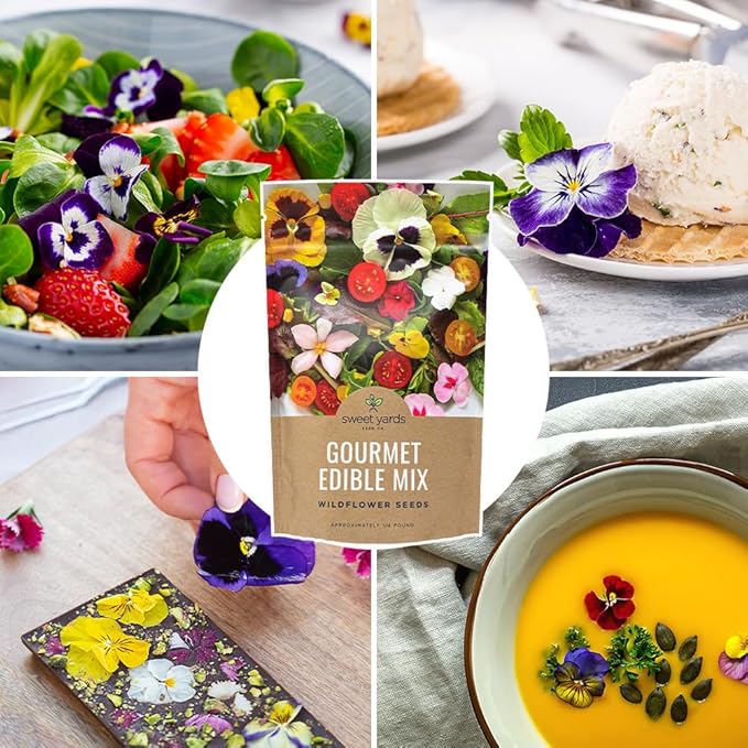 Wildflower Seeds Edible Flowers Mix - Bulk 1/4 Pound Bag Over 30,000 Open Pollinated Annual and Perennial Seeds