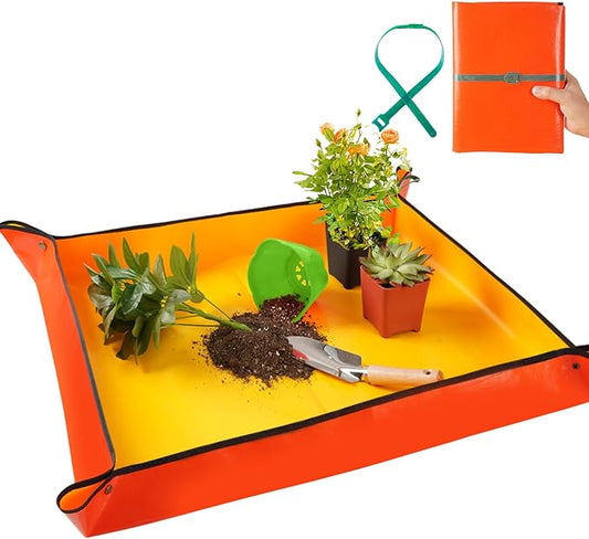 39" X 39" Extra Large Repotting Mat for Indoor Plants Transplanting and Dirt Control, Portable Potting Tray Succulent Planting Mat Gardening Gifts for Women Men Essentials for Plant Lovers