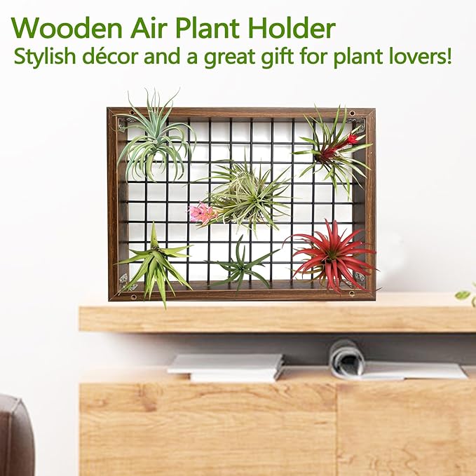 Plant Hanger Indoor Outdoor, 16" Large Hanging Planters for Indoor Plants Hanging Plant Holder Wood Metal Hanging Plant Shelf Large Hanging Baskets for Plants Outdoor Window Ceiling