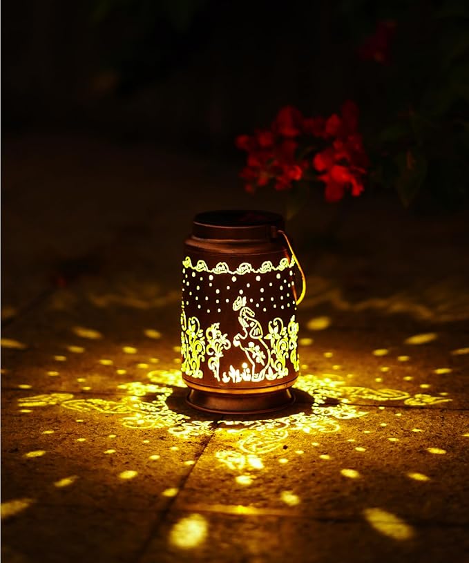 Nacome Elephant Solar Lantern for Garden Decor: Waterproof Hanging Metal Decoration with LED Lights for Yard Lawn Porch Patio Landscape Pathway โ Birthday Gifts for Mom Grandma Women