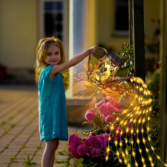 YJFWAL Solar Watering Can Lights, Unique Fairy Gifts for Women Mom Grandma Birthday, Waterproof Outdoor Garden Decor Large Hanging Solar Lantern Fairy Lights for Patio Porch Yard Flowerbed Pathway