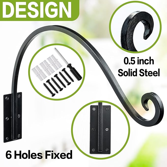 AJART Hanging Plant Hooks|Plant Bracket Outdoor - Thicker More Durable Rust-Resistant, Heavy Duty Plant Bracket Outdoor (1 PC, 22")