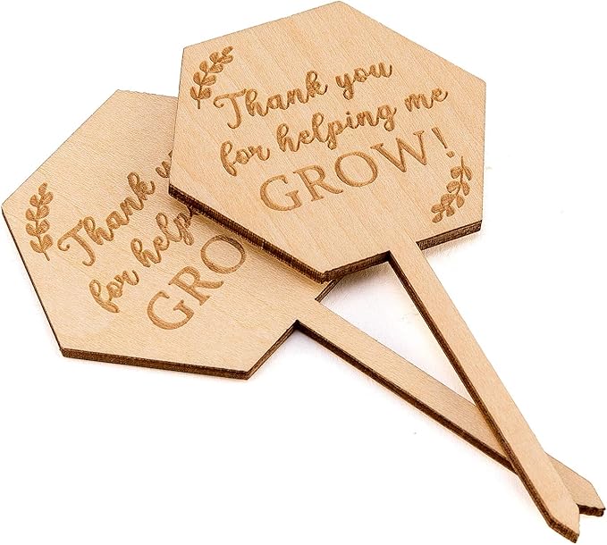 Thank You for Helping Me Grow Succulent Tags Teacher Appreciation Gifts, PARBEE 20PCS Hexagon Plant Stakes Labels Gift for Mother's Day Christmas Thanksgiving Baby Shower