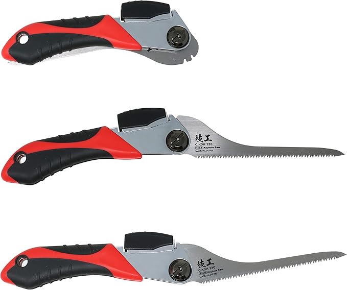 KAKURI Jab Saw Folding 5-1/8", Japanese Pull Saw Foldable Keyhole Saw for Drywall, Wood, Woodworking, Plaster, Wallboard, Plywood, Razor Sharp Japanese Steel Blade, Made in JAPAN