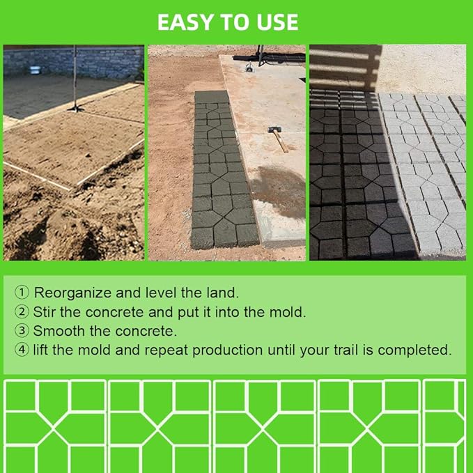 Walk Maker Reusable Concrete Molds Paving Lawn Patio Yard DIY Walkway Pavement (Cross Square)…
