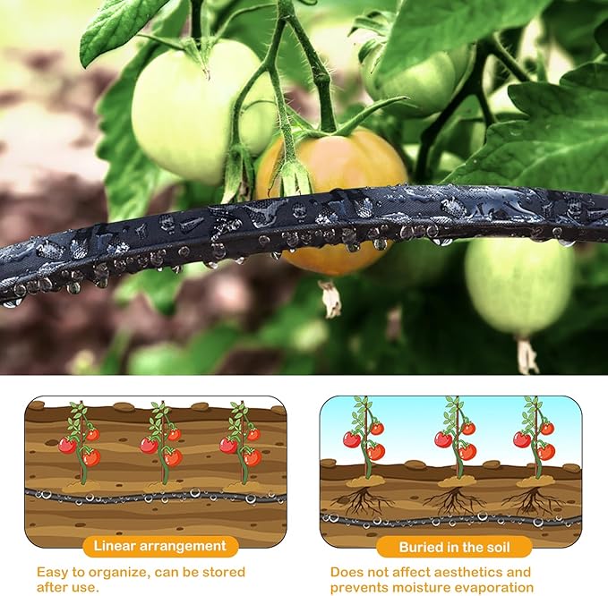 Flat Soaker Hose 50FT*3 Heavy Duty Double Layer Design Save 80% Water for Garden Lawn and Flower Bed Drip Irrigation (150FT)