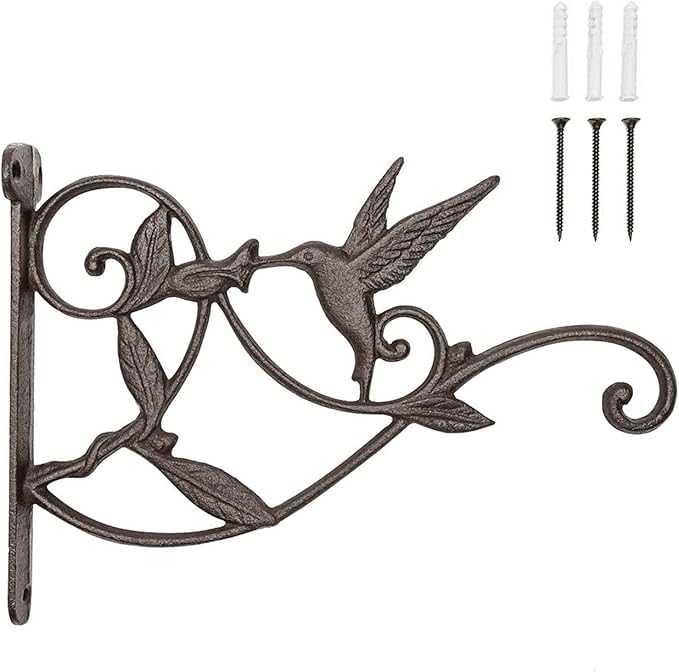 Mkono Hanging Plant Bracket Hook Iron Decorative Plant Hanger for Flower Basket Bird Feeder Wind Chime Lanterns, 1 Pack