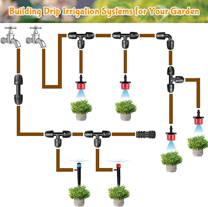 Drip Irrigation Fittings for 1/2 Inch Drip Tubing (1/2" ID x 0.65" OD):1/2'' Drip Line Couplings Anti-drop Locked Nut Barbed Straight Coupling Connectors for Garden Irrigation System (10 Pack)