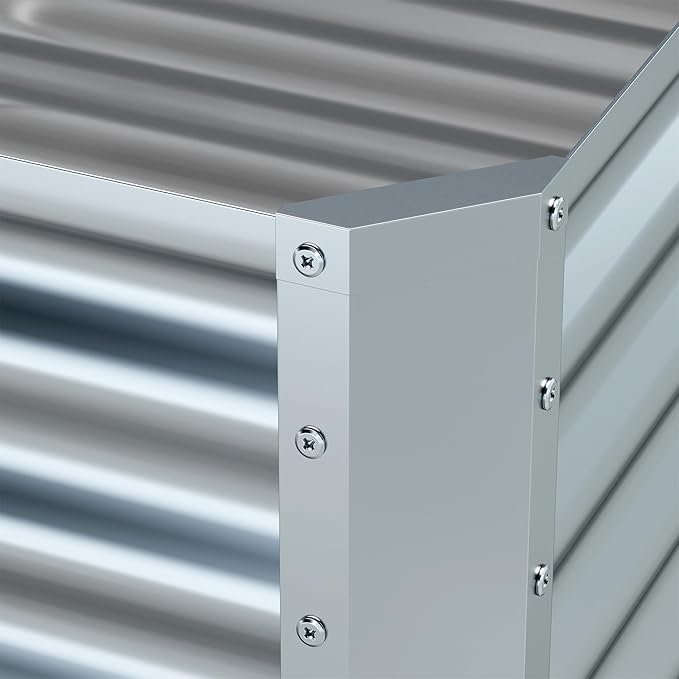 EKX 2pcs 8x2x1FT Galvanized Raised Garden Bed, Raised Garden Bed Kit-Metal Planter Box Outdoor,Planting for Vegetables, Fruits,Herbs, Flowers-Slive