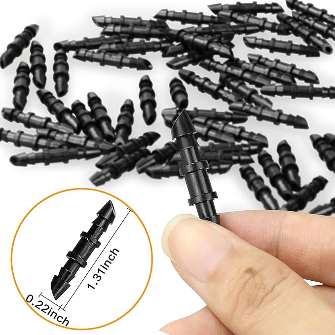 80 Pack Drip Irrigation 1/4” Barbed Coupling Fittings, Barbed Connectors Fits Universal 1/4-Inch Drip Tubing, Irrigation Coupler for Drip or Sprinkler System