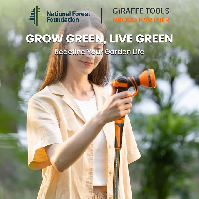 Giraffe Tools Garden Leader Hose 15ft x 5/8", Short Water Hose Heavy Duty, Flexible, Lightweight Hybrid Hose with Swivel Handle, Double Female Fittings, Burst 600 PSI