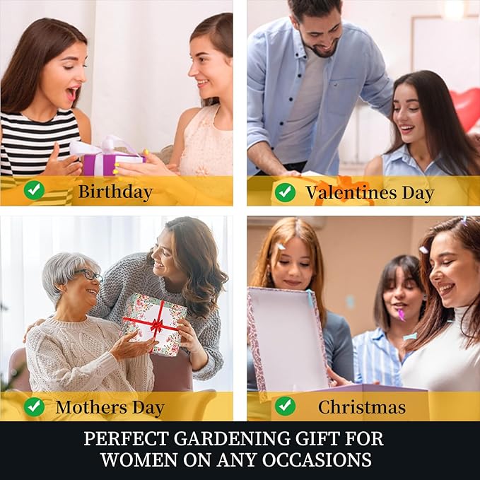 Garden Tools Set, 9PCS Heavy Duty Gardening Tools with Storage Garden Tote Bag, Rust-Proof Stainless Steel Garden Supplies Hand Tools with Wood Handles, Ideal Garden Gifts for Women Men