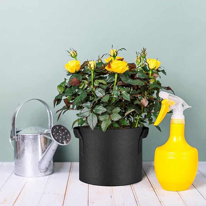 12-Pack 30 Gallon Thickened Non-Woven Grow Bags, Aeration Fabric Pots with Handles(Black)