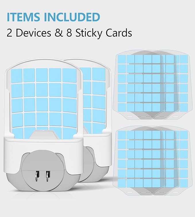 Flying Insect Trap for Indoors, Bug Killer Light Trap for Fruit Flies, Gnats, Moths, and Houseflies, 2 Devices + 8 Refills, Best Fly Traps for Home, Kitchen, Bedroom, Plant Area, Garages