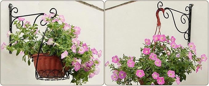 TIHOOD 4PCS Metal Plant Bracket Iron Wall Mount Lanterns Hangers for Hanging Bird Feeders, Lanterns, Wind Chimes, Planters, Outdoor Decoration Hooks