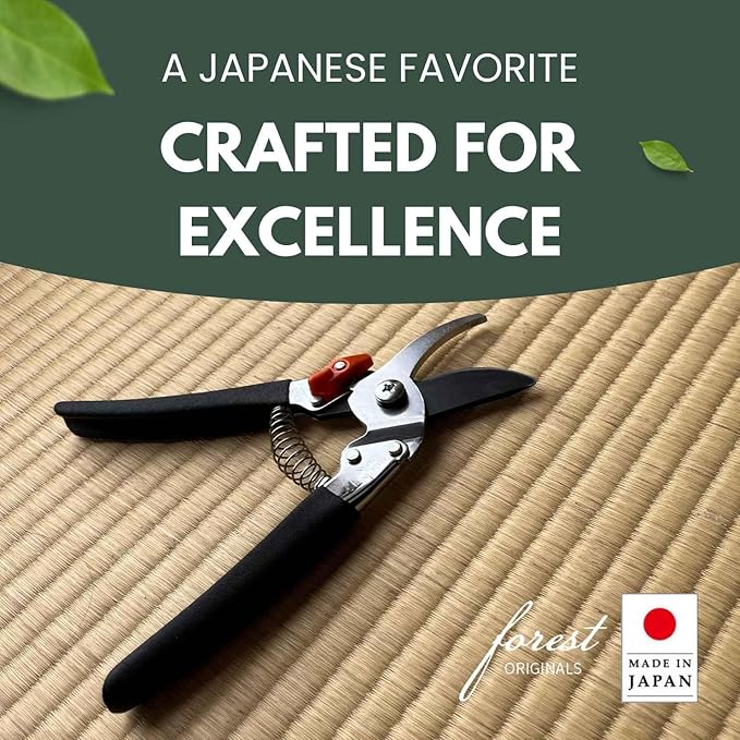 Saboten 7.9" Japanese Pruning Shears - forest Originals, Premium Steel Blades, Made in Japan, Rust Resistant, Gardening Scissors with Duracon Safety Lock