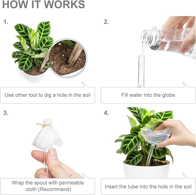 Mkono Plant Self Watering Globes Glass Water Bulbs for Planter Insert, Bird Shape Self Watering Devices Automatic Plant Waterer Spikes for Indoor Outdoor Plants, Gifts for Plant Lovers, 1 Pack