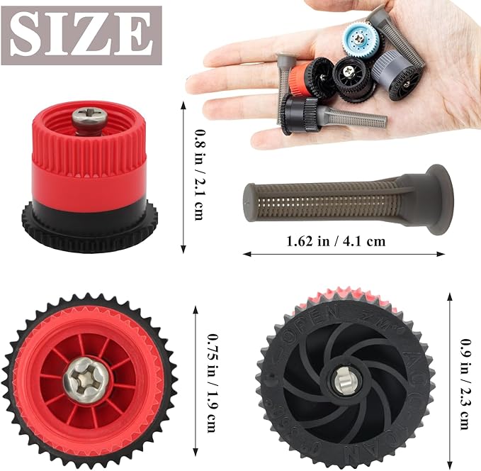 16Pcs Variable Arc Nozzle Replacement Pop Up Sprinkler Heads for Hunter, RainBird, Adjustable Irrigation Nozzle High Efficiency Orbit Pop-Up Sprinkler Heads for Garden Lawn (6AN, 10AN, 15AN, 17AN)