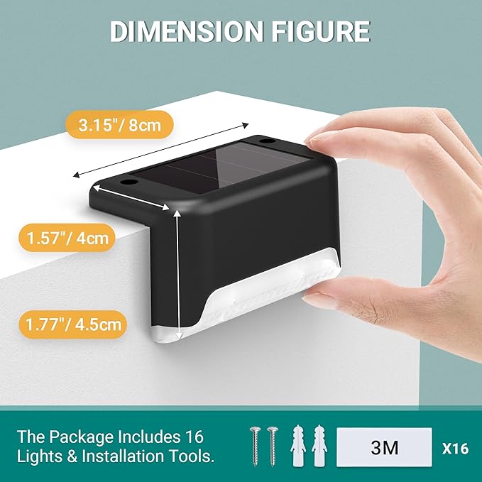 SOLPEX Solar Deck Lights Outdoor 20 Pack, Solar Step Lights Waterproof Led Solar Lights for Outdoor Stairs, Step, Fence, Yard, Patio, and Pathway(Warm White)