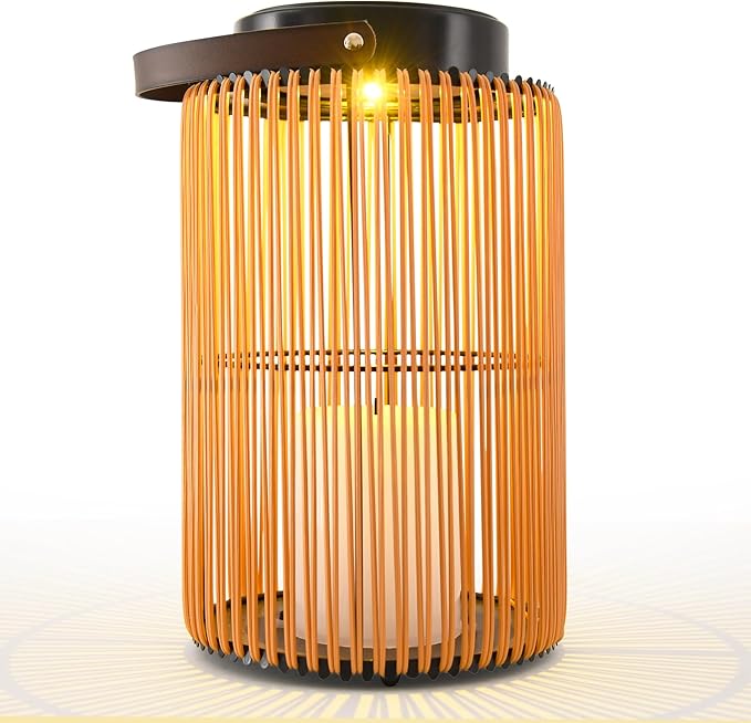 Solar Lanterns for Outdoor Waterproof, ZBLUXBZ Outdoor Table Lamp for Outside Hanging Solar Lights, LED Garden Cordless Lights Perfect for Patio and Pathway Lighting (11-inch Height, Yellow)