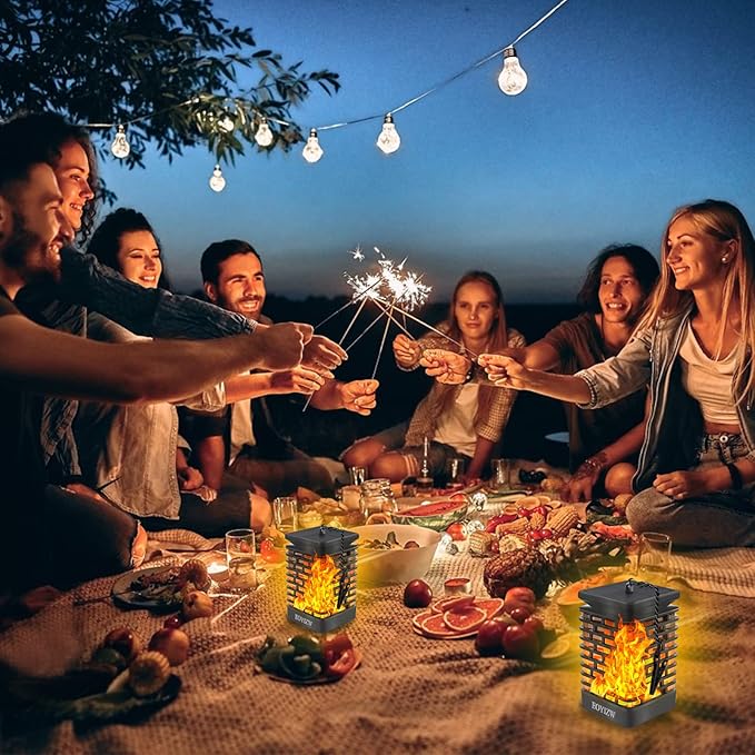 EOYIZW Solar Outdoor Lights 2 Pack- 99 LEDs Solar Lantern Flickering Flame Lights for Garden Decor- IP65 Waterproof Solar Garden Lights Decor for Halloween Patio Garden Yard Porch