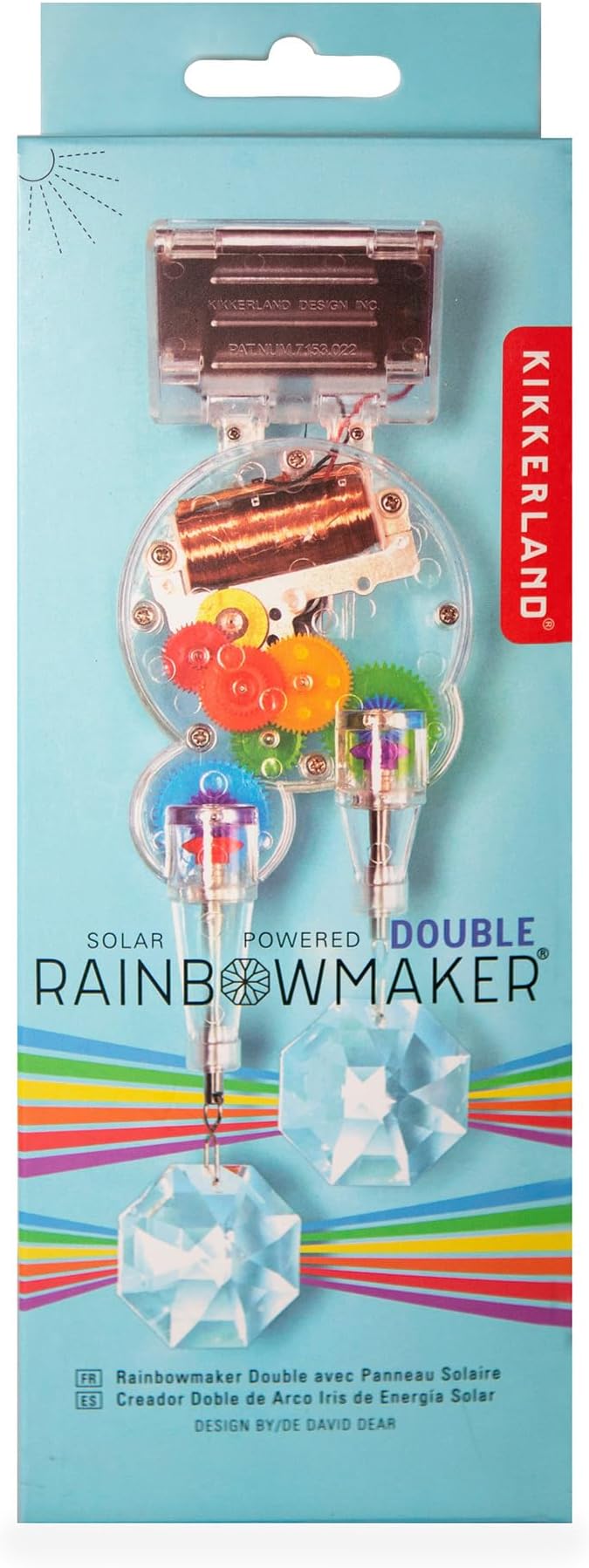 Kikkerland Solar Powered Rainbow Maker – Prism Suncatcher, Fun Home Window Decor – Unique Gift for Christmas & Birthdays – Double Crystal