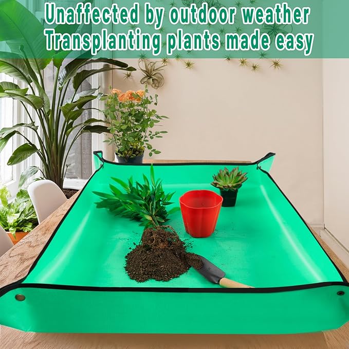 39" X 39" Extra Large Repotting Mat for Indoor Plant Transplanting and Dirt Control, Portable Potting Tray Succulent Planting Mat Gardening Gifts for Plant Lovers