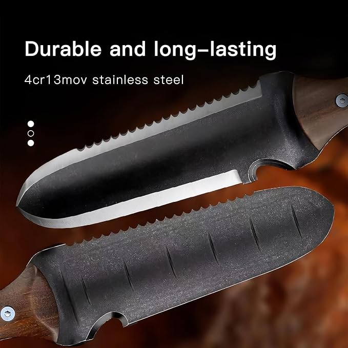 Garden Tool Set, Hori Hori Garden Knife, Weeding Knife Serrated Cutting Edge, Marks for Measuring Planting Depth, Gardening Gloves with Claws, Garden Gloves for Weeding, Planting, Digging