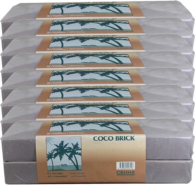 Canna Coco Brick 40L Expandable Natural Plant Medium Soil Substrate, 40 Liter Expanded - 8 Liter Dry, Reusable (8)