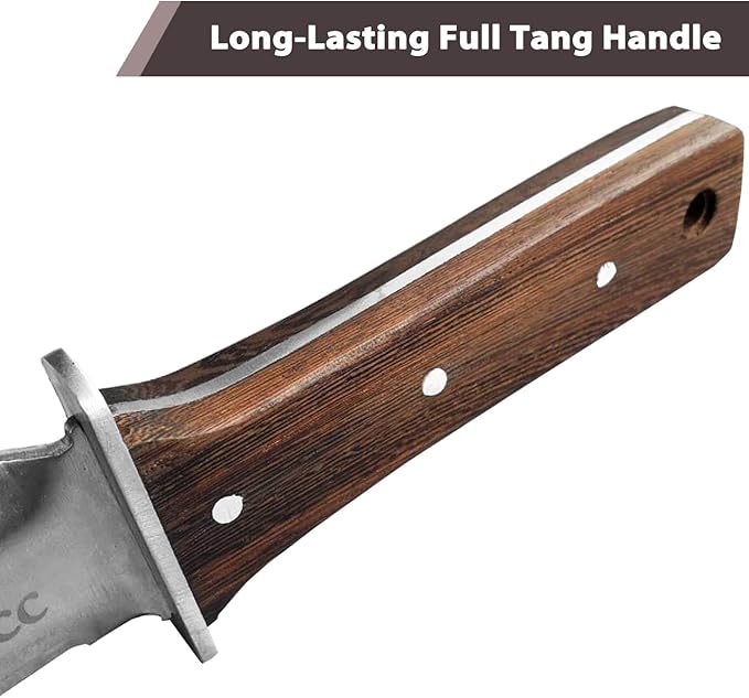 gonicc Professional Hori Hori Garden Knife with Leather Sheath, Protective Handguard, High polished 440 Stainless Steel Blade, Sharpening Stone Included, for Weeding, Digging, Pruning, and Cultivating