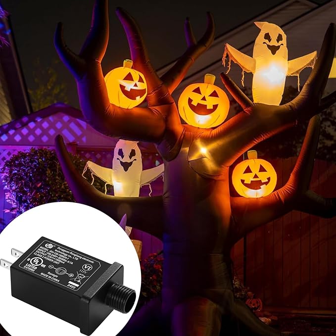 Replacement Yard Inflatable Adapter Power Supply Adaptor - 12V 1.5A 8 Pcs - Inflatable Plug Replacement Class 2 Power Supply - for Christmas Tree Light/Thanksgiving Yard Blow Up Decorations