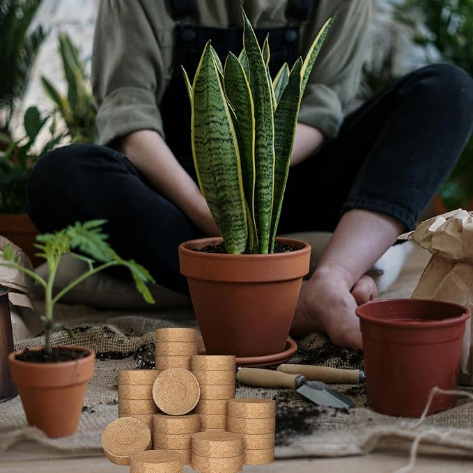 56 Pcs 40mm Compressed Coconut Coir Potting Soil,Coco Coir Pellets for Plants,Coco Fiber Pellets for Planting, Garden, Bonsai, Vegetables & Flower