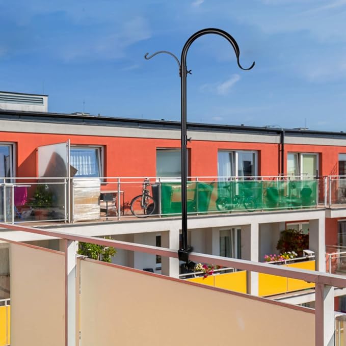 WOSIBO 3 Pack Three Span Deck Hook, 37 Inches Deck Bird Feeder Pole, Hanging Baskets Porch Multi-Hook for Deck Kit with Three Branches for Plant Hangers, Lanterns, Wind Chimes and More