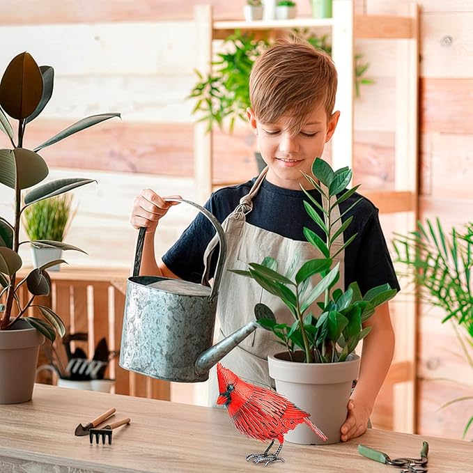 Shefio Cardinal Garden Decor - Metal Cardinal Yard Decor - Large Red Bird, Unique Yard Art - Outdoor Statues - Garden Sculptures & Statues