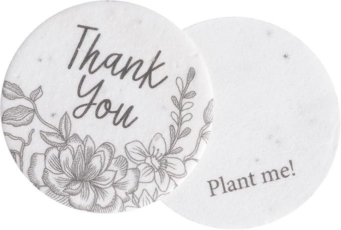 20pcs Thank You Tags Seed Paper – Plantable Wildflower Packets for Weddings, Gifts, & Life Events (20 Round Art Floral)