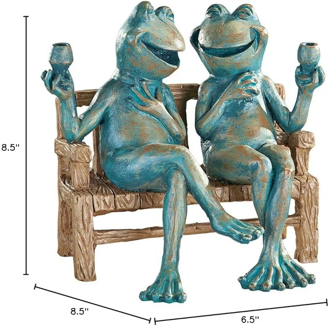 Snoogg 454dgs Happy Hour Frogs Garden Statue, Red