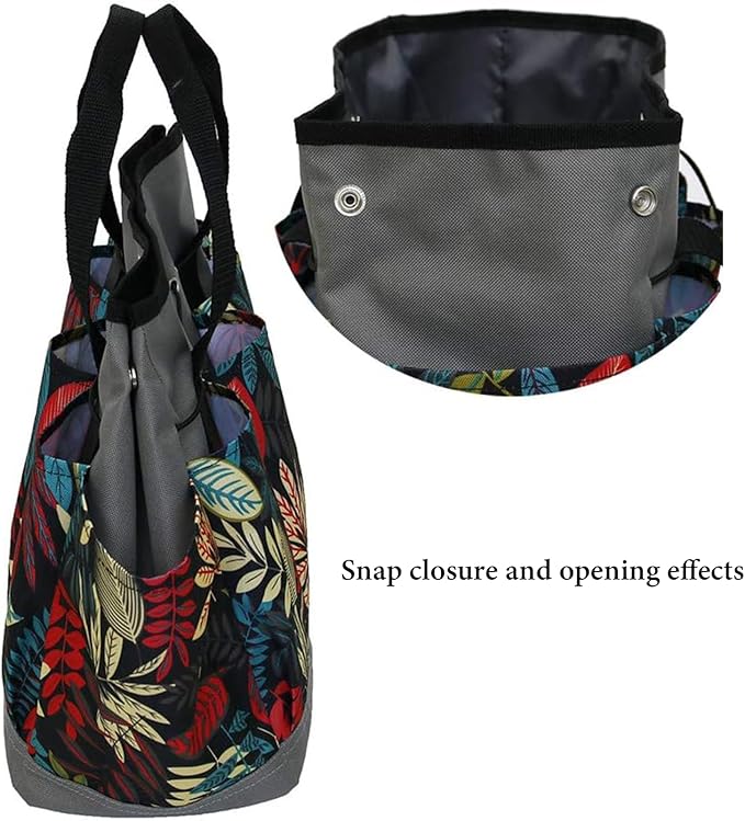 Garden Tool Bag Maple Leaf Gardening Bag with 8 Pockets Canvas Garden Tote Bag Women Men Garden Plant Tool Storage Bag (Tools NOT Included)