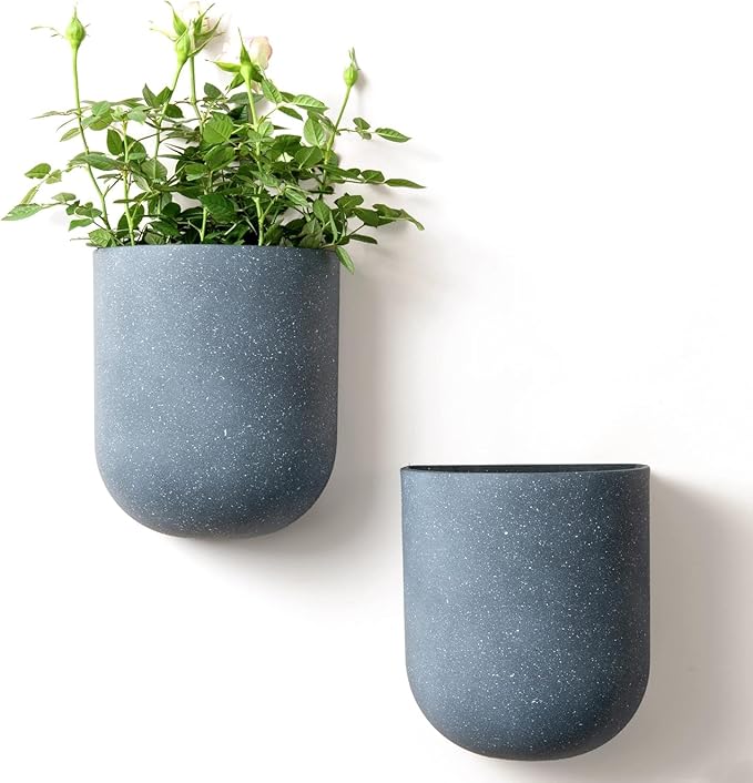 LA JOLIE MUSE Wall Hanging Planters for Indoor Plants,Hanging Flower Pots for Air Plants Succulent, Set of 2, 6 Inch, Weathered Gray