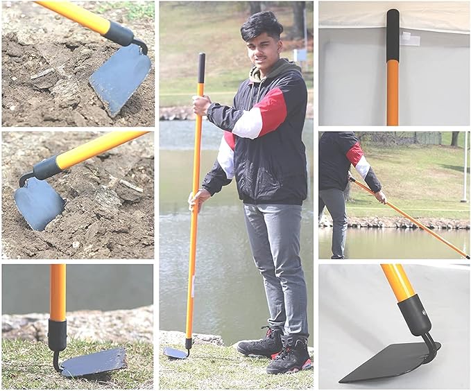 Ashman Garden Hoe (6 Pack)– Sturdy Hand Tiller – Heavy Duty Blade for Digging, Loosening Soil, and Weeding – Rubber Grip Handle for a Strong Hold – Rust Resistant Build.
